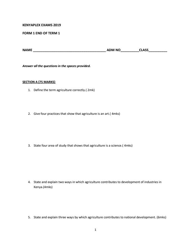 Preview page Agriculture-Form-1-End-of-Term-1-Examination-2019_45_0.jpg