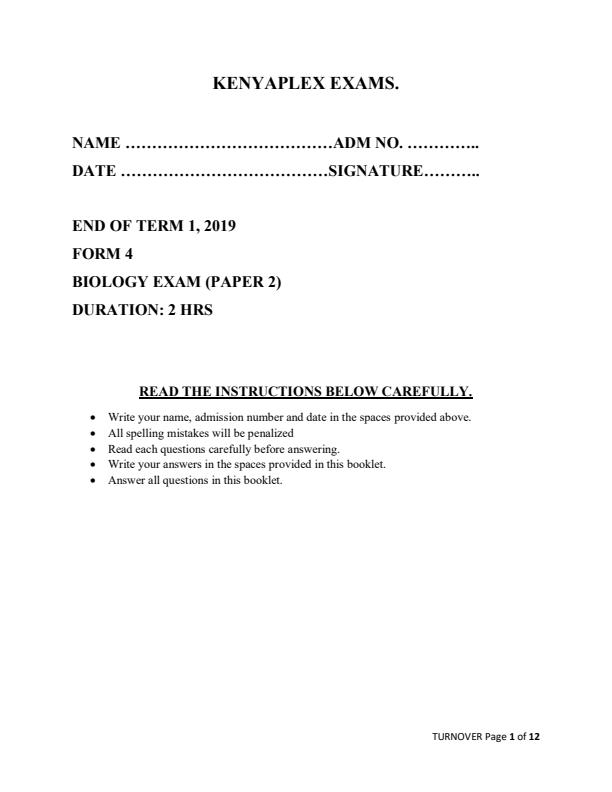 Preview page Biology-Form-4-End-of-Term-1-Paper-2-Examination-2019_115_0.jpg