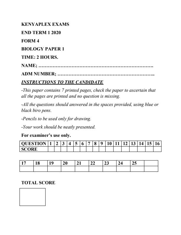 Preview page Biology-Paper-1-Form-4-End-of-Term-1-Examination-2020_652_0.jpg