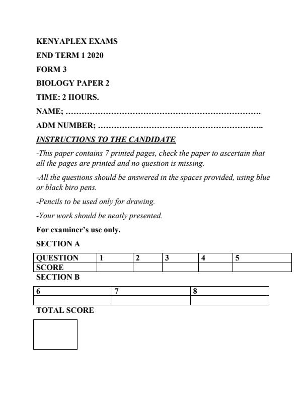 Preview page Biology-Paper-2-Form-3-End-of-Term-1-Examination-2020_649_0.jpg