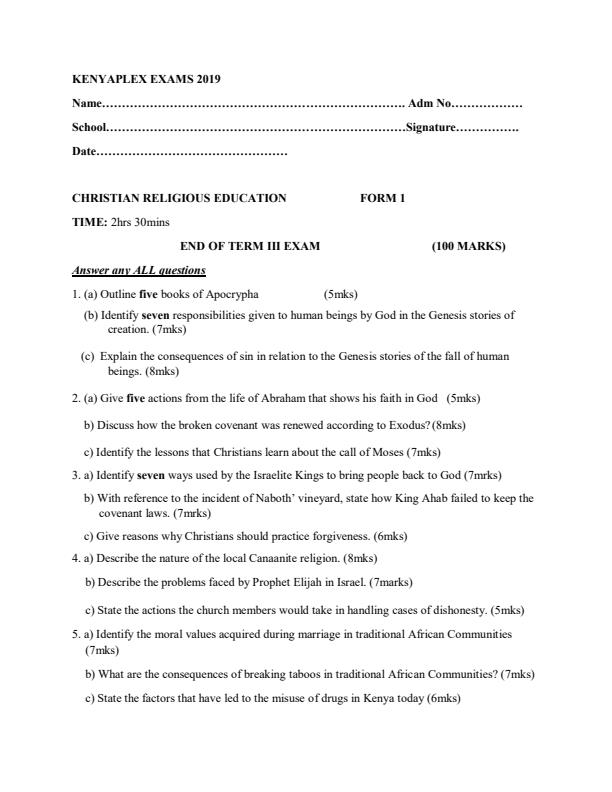 Preview page CRE-Form-1-End-of-Term-3-Examination-2019_387_0.jpg