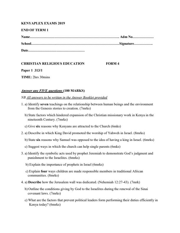 Preview page CRE-Form-4-End-of-Term-1-Paper-1-Examination-2019_82_0.jpg