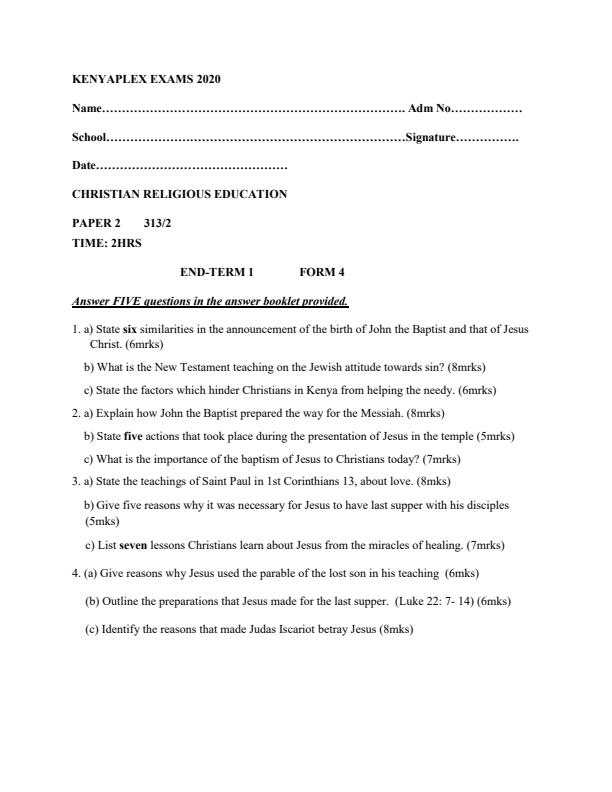 Preview page CRE-Paper-2-Form-4-End-of-Term-1-Examination-2020_594_0.jpg