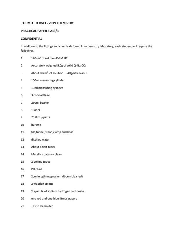 Preview page Chemistry-Form-3-End-of-Term-1-Paper-3-Confidential-Examination-2019_99_0.jpg