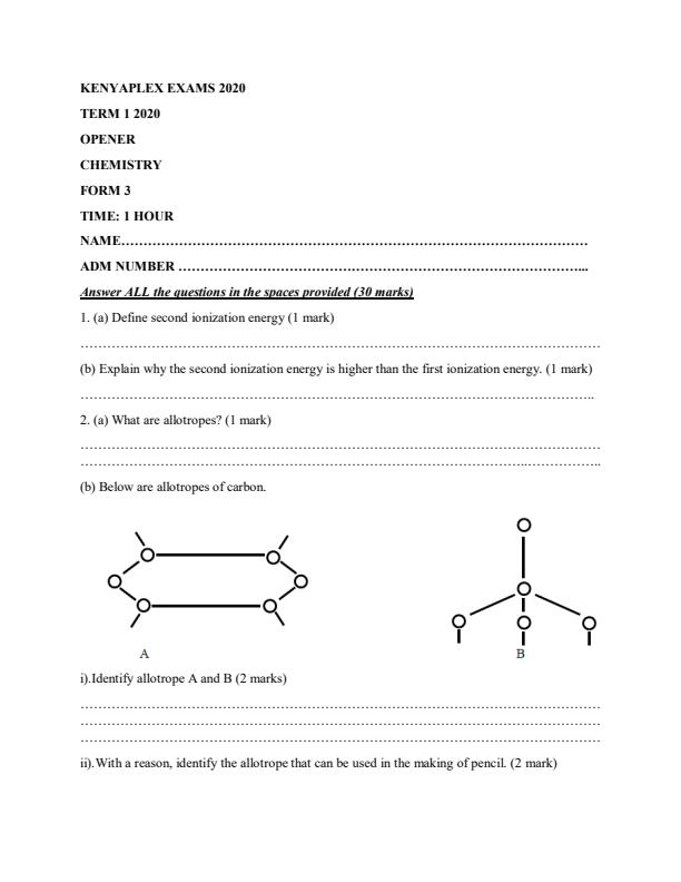 Preview page Chemistry-Form-3-Term-1-Opener-Examination-2020_452_0.jpg