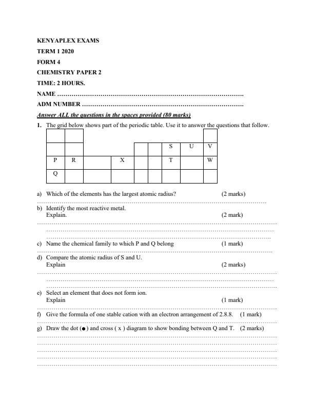 Preview page Chemistry-Paper-2-Form-4-End-of-Term-1-Examination-2020_699_0.jpg