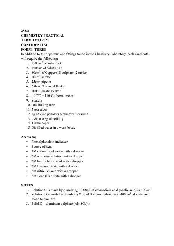 Preview page Chemistry-Paper-3-Confidential-Paper-Form-3-End-of-Term-2-Examination-2021_970_0.jpg