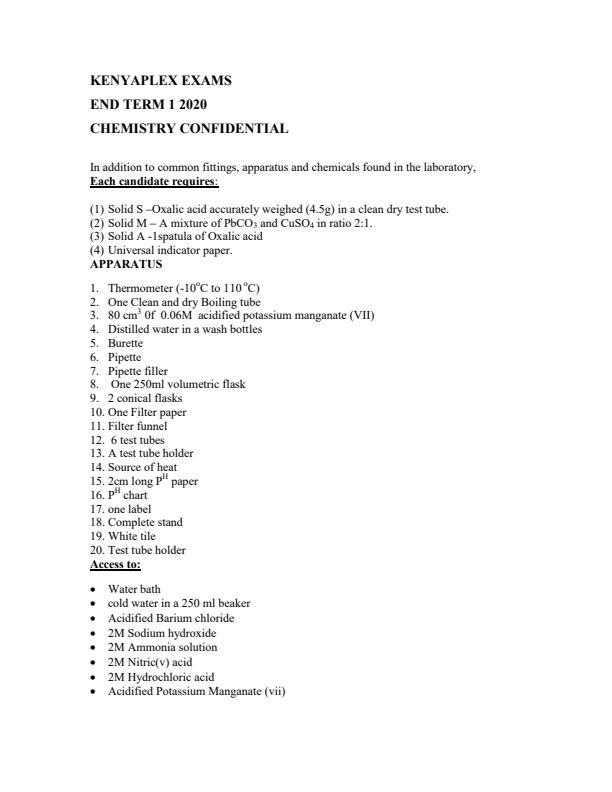 Preview page Chemistry-Paper-3-Confidential-Paper-Form-4-End-of-Term-1-Examination-2020_701_0.jpg