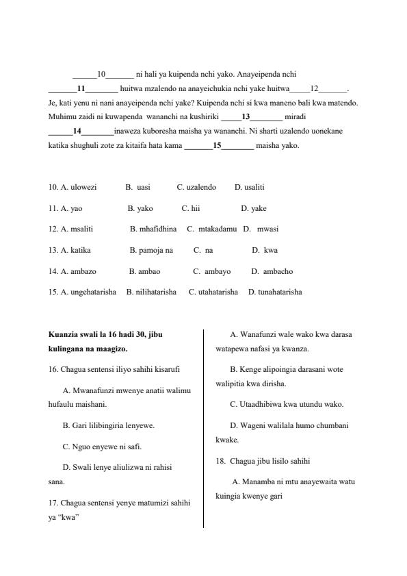 Preview page Class-7-Kiswahili-End-of-Term-2-Examination-2021_757_1.jpg