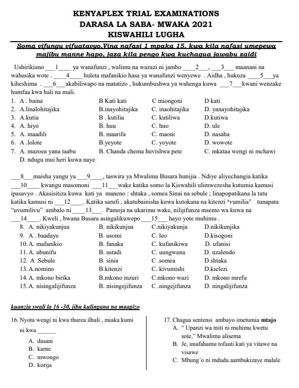 Preview page Class-7-Kiswahili-End-of-Term-2-Exams-2021_1011_0.jpg