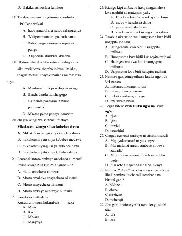 Preview page Class-7-Kiswahili-End-of-Term-2-Exams-2021_1011_1.jpg