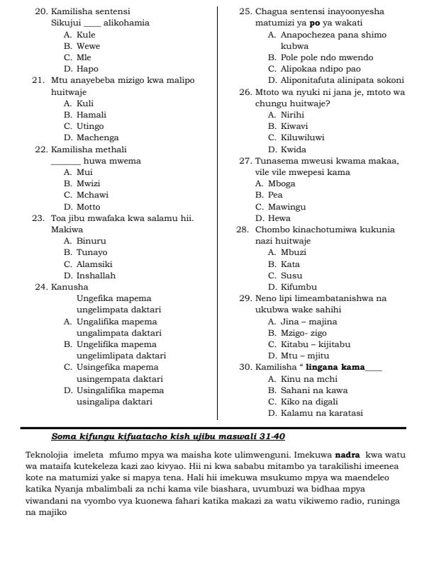 Preview page Class-7-Kiswahili-End-of-Term-3-Examination-2022_1110_1.jpg