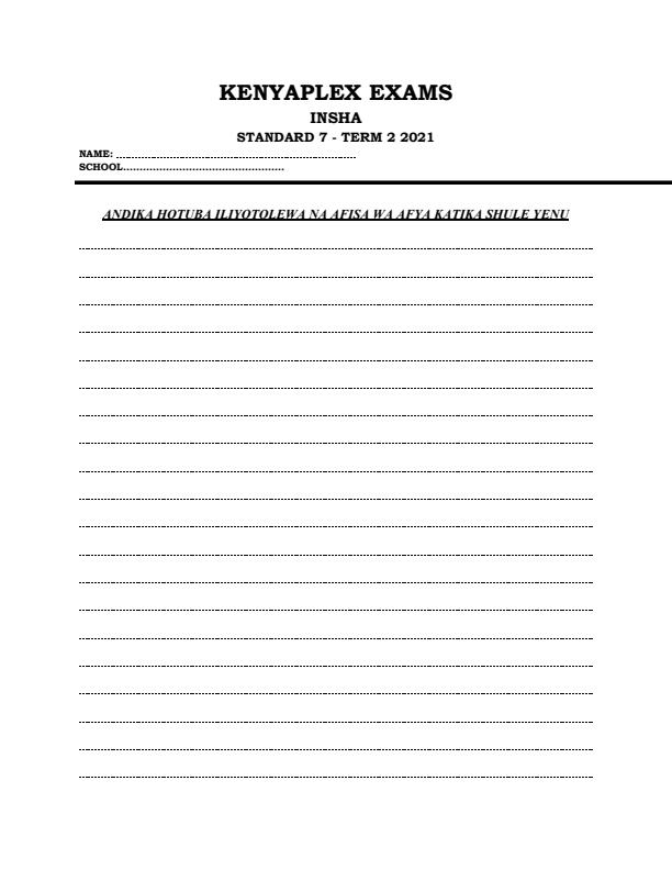 Preview page Class-7-Kiswahili-Insha-End-of-Term-2-Examination-2021_1020_0.jpg