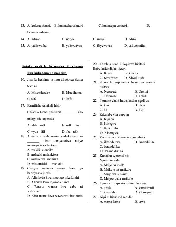 Preview page Class-7-Kiswahili-Term-3-Opener-Examination-2019_329_1.jpg