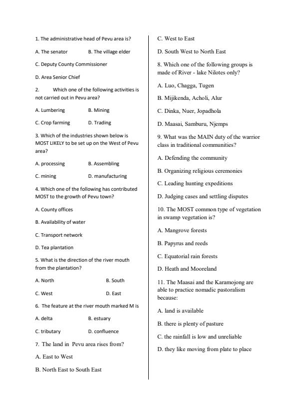 Class 7 Social Studies with Religious Education(CRE and IRE) Term 1