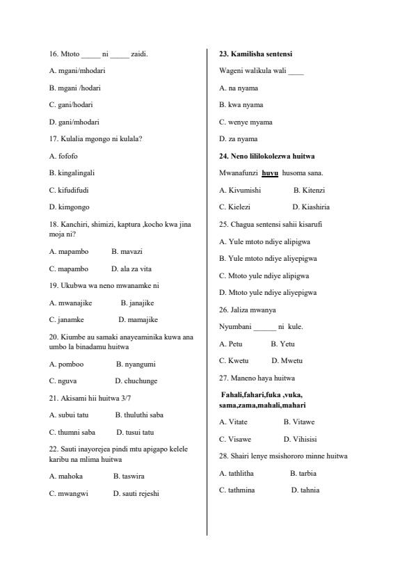 Preview page Class-8-Kiswahili-End-of-Term-1-Examination-2020_586_1.jpg