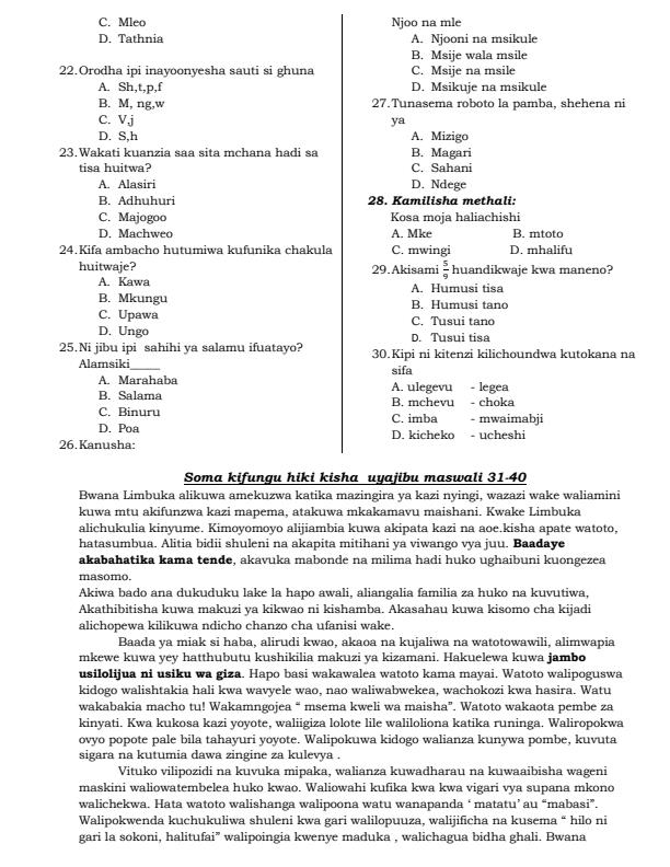 Preview page Class-8-Kiswahili-Term-3-Examination-2022_1092_1.jpg