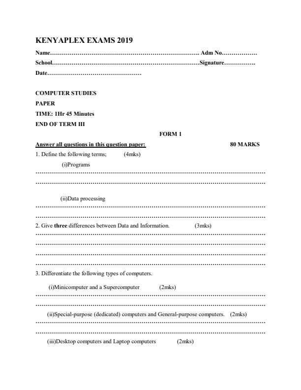 Preview page Computer-Studies-Form-1-End-of-Term-3-Examination-2019_386_0.jpg