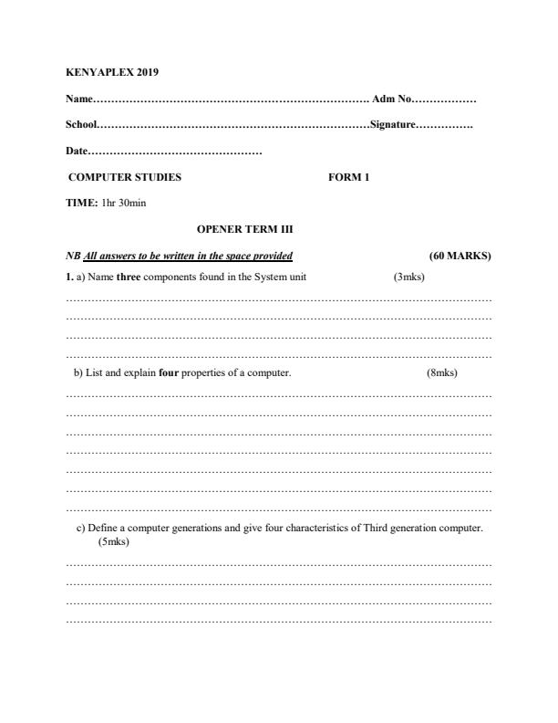 Preview page Computer-Studies-Form-1-Term-3-Opener-Examination_293_0.jpg