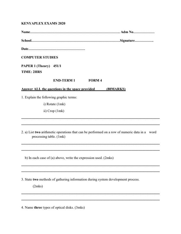 Preview page Computer-Studies-Paper-1-Form-4-End-of-Term-1-Examination-2020_600_0.jpg