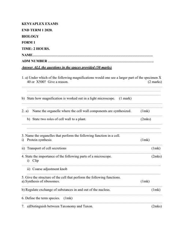 Preview page Form-1-Biology-End-of-Term-1-Examination-2020_640_0.jpg