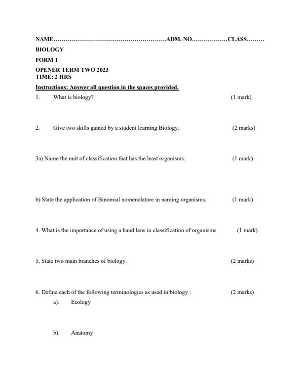 Preview page Form-1-Biology-Term-2-Opener-Exam-2023_1576_0.jpg
