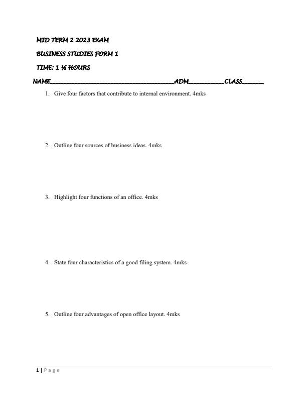 Preview page Form-1-Business-Studies-Mid-Term-2-Exam-2023_1685_0.jpg