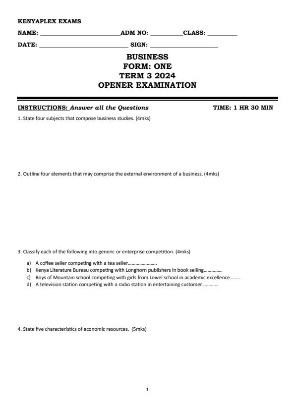 Preview page Form-1-Business-Studies-Term-3-Opener-Exam-2024_2997_0.jpg
