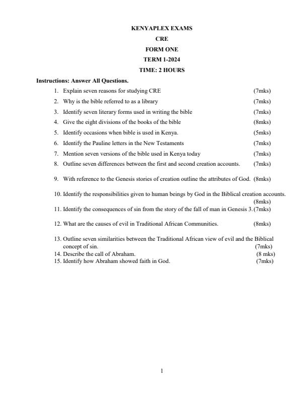 Preview page Form-1-CRE-End-of-Term-1-Examination-2024_2208_0.jpg