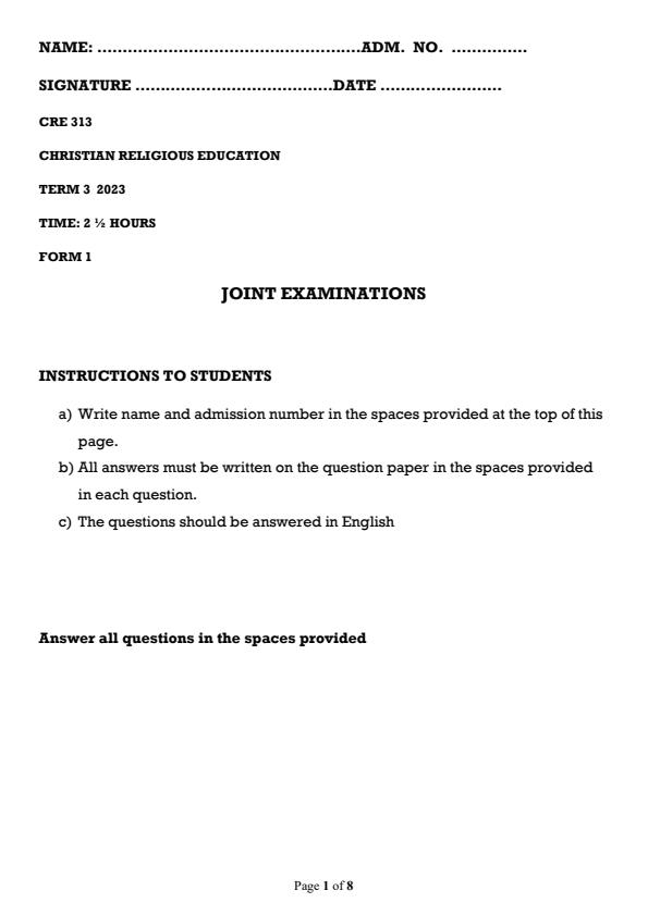 Preview page Form-1-CRE-End-of-Term-3-Examination-2023_1828_0.jpg