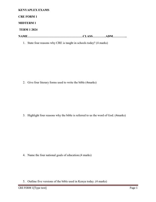 Preview page Form-1-CRE-Mid-Term-1-Examination-2024_2054_0.jpg