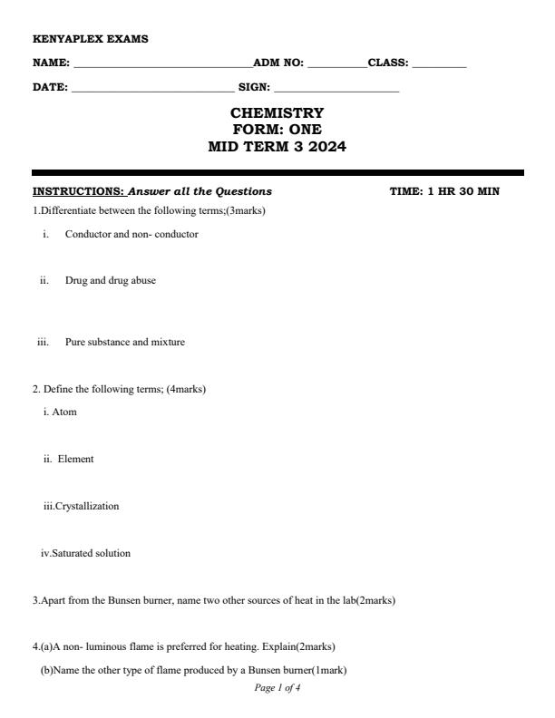 Preview page Form-1-Chemistry-Mid-Term-3-Examination-2024_3213_0.jpg