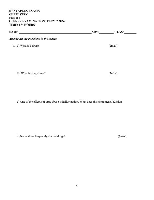 Preview page Form-1-Chemistry-Term-2-Opener-Exam-2024_2374_0.jpg