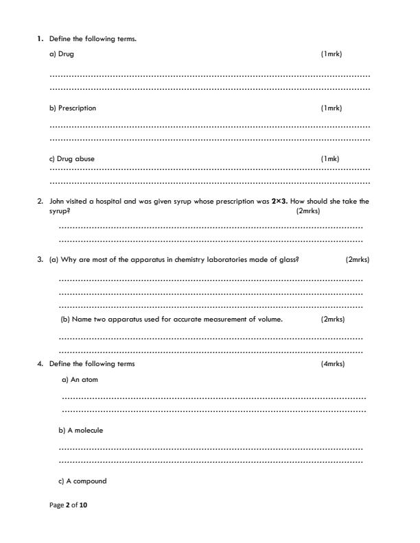 Preview page Form-1-Chemistry-Term-3-Opener-Exam-2024-Version-2_3058_1.jpg