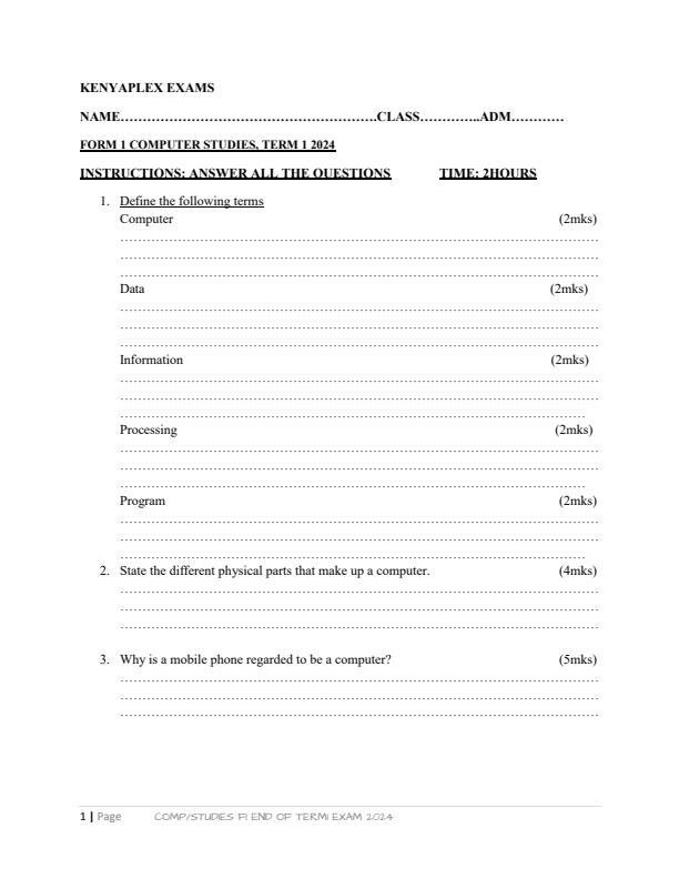 Preview page Form-1-Computer-Studies-End-of-Term-1-Examination-2024-Version-2_2317_0.jpg