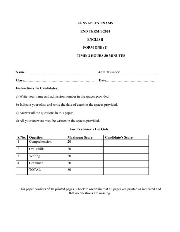 Preview page Form-1-English-End-of-Term-1-Examination-2024_2210_0.jpg