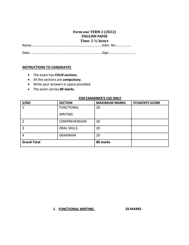 Preview page Form-1-English-End-of-Term-3-Examination-2022_1372_0.jpg