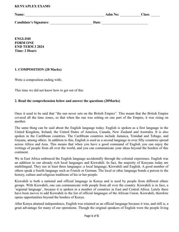 Preview page Form-1-English-End-of-Term-3-Examination-2024_3373_0.jpg