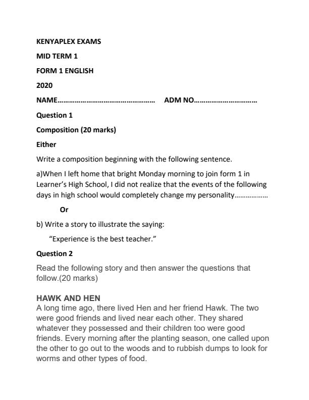 Preview page Form-1-English-Mid-Term-1-Examination-2020_573_0.jpg