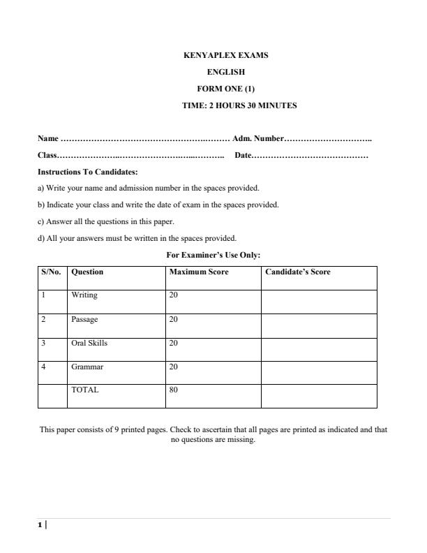 Preview page Form-1-English-Term-3-Opener-Exam-2024-Version-2_3061_0.jpg