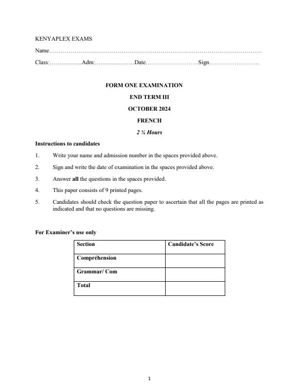 Preview page Form-1-French-End-of-Term-3-Examination-2024_3296_0.jpg