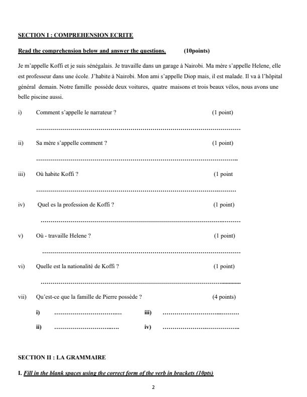 Preview page Form-1-French-Term-3-Opener-Exam-2024-Version-2_3062_1.jpg