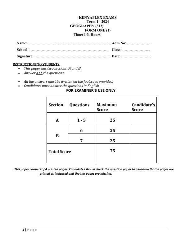 Preview page Form-1-Geography-End-of-Term-1-Examination-2024_2300_0.jpg