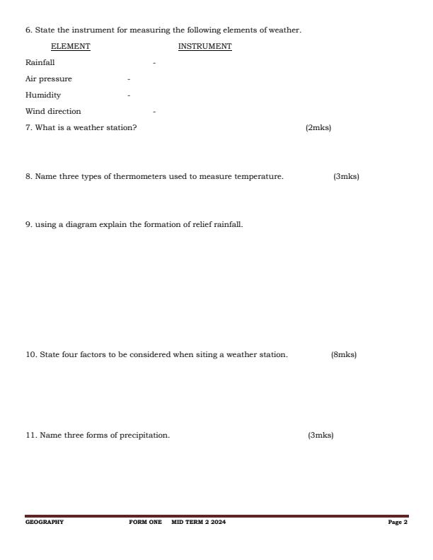 Preview page Form-1-Geography-Mid-Term-2-Examination-2024_2509_1.jpg
