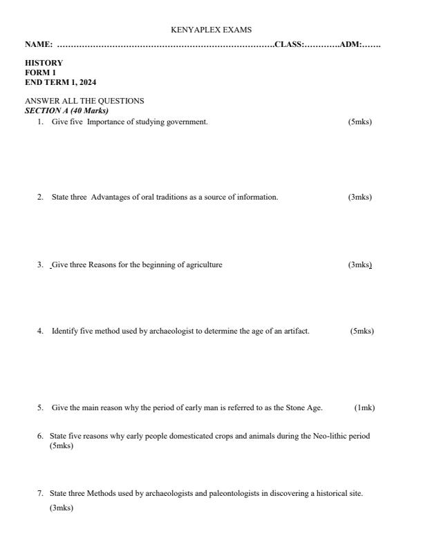 Preview page Form-1-History-and-Government-End-of-Term-1-Examination-2024-Version-2_2321_0.jpg