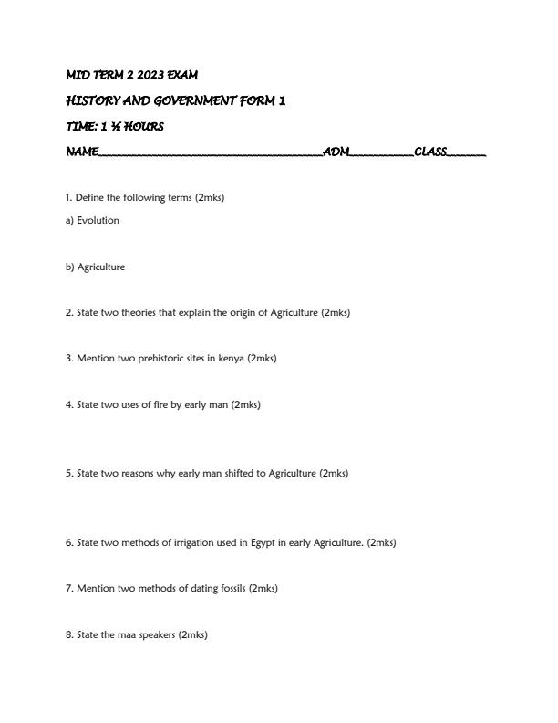 Preview page Form-1-History-and-Government-Mid-Term-2-Exam-2023_1678_0.jpg