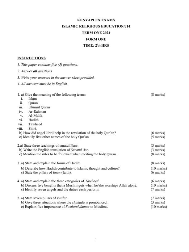 Preview page Form-1-IRE-End-of-Term-1-Examination-2024_2214_0.jpg