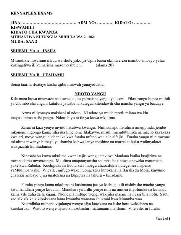 Preview page Form-1-Kiswahili-Term-2-Opener-Exam-2024_2358_0.jpg