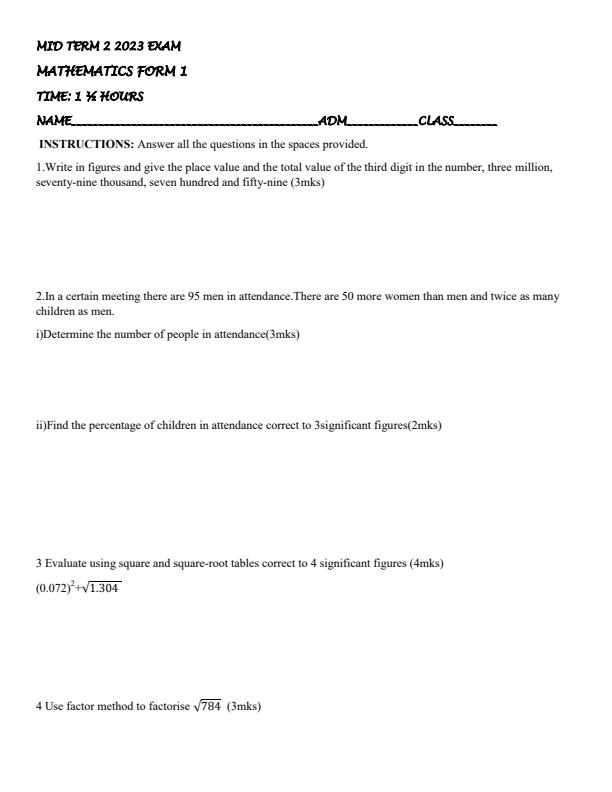 Preview page Form-1-Mathematics-Mid-Term-2-Exam-2023_1700_0.jpg