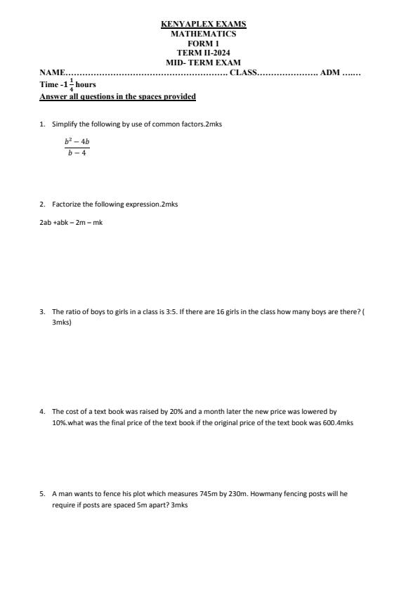 Preview page Form-1-Mathematics-Mid-Term-2-Examination-2024_2489_0.jpg